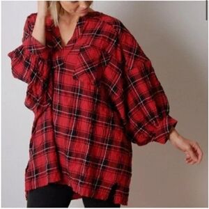 Free People Intimately Free People Not Your Boyfriends Plaid Tunic Top XS